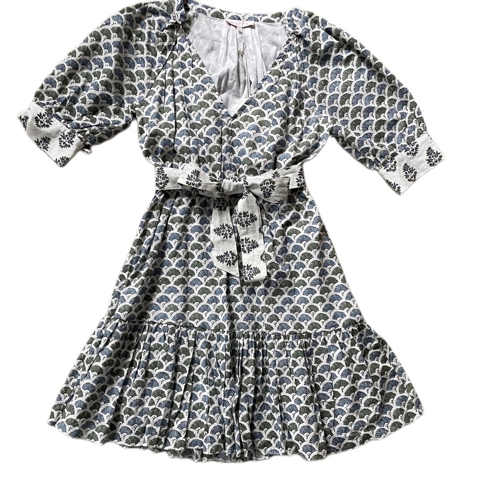 *MAREA* Grace Floral dress, puff shoulders, tie sleeve, v neckline, cotton
